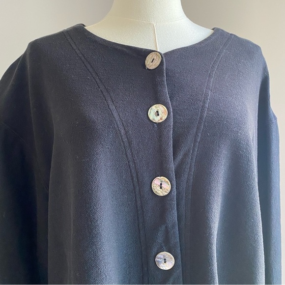 Eleven Stitch Design Top Jacket Black Long Sleeve 100% Cotton Large L - Picture 1 of 10